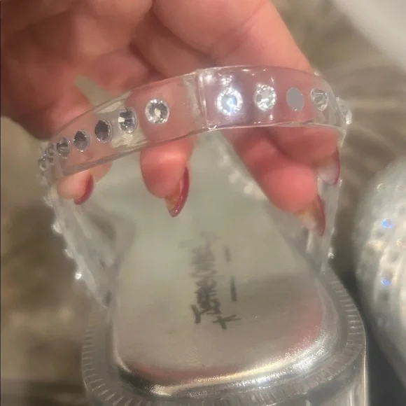 NWOT Jeffrey Campbell Transparent Jelly Embellished Ankle Strap Sandals Sz 8 - Picture 9 of 10